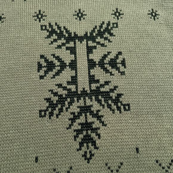 Vintage 90s Cross Bay Fair Isles Snowflake Sweater Green Knit Long Sleeve Ski - Picture 4 of 7